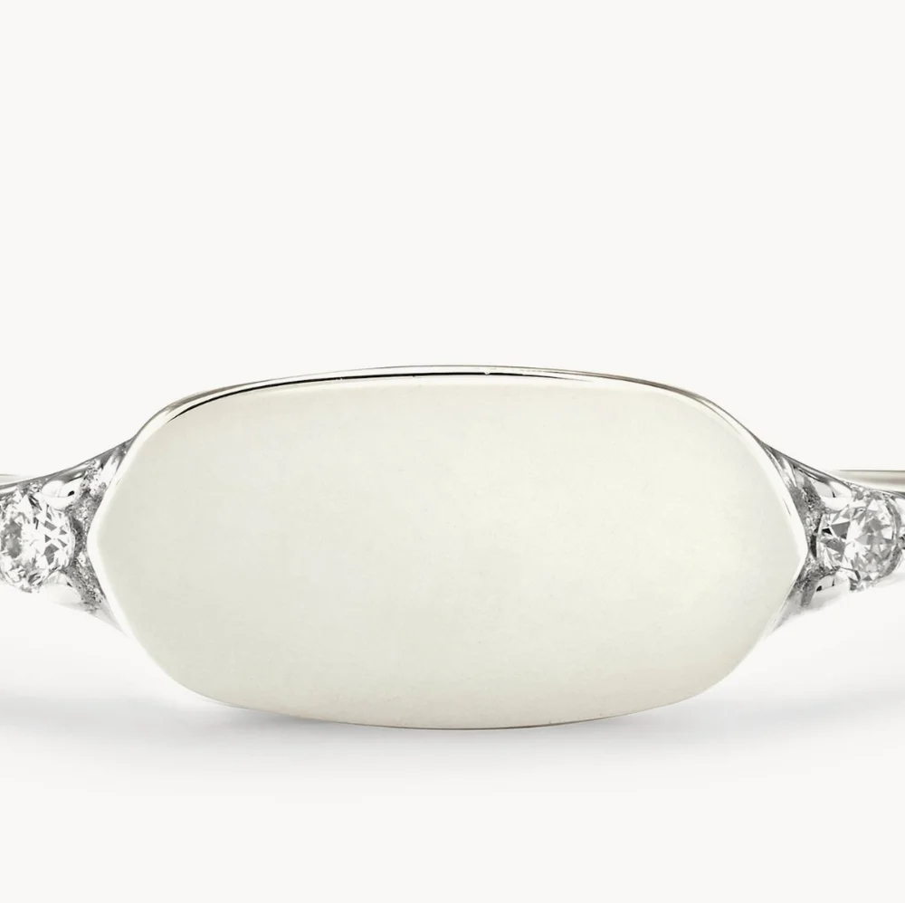 New Kendra Scott Fern 14k White Gold Band Ring in White Diamond - Picture 3 of 11